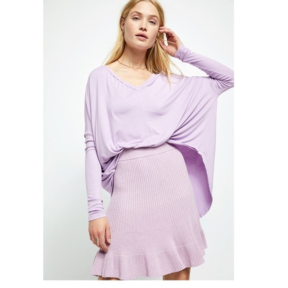 Free People Knit Ruffle Mini Skirt in new orchid M - Picture 1 of 9